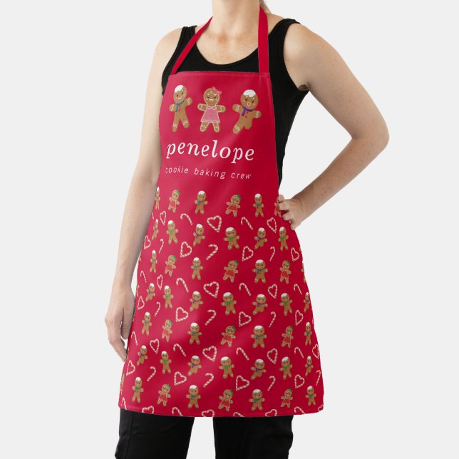 Personalized Cookie Baking Crew Gingerbread Man Apron (Insitu)
