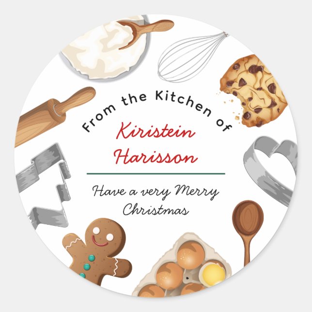 Personalized Cookie Baking Ingredients Classic Round Sticker (Front)