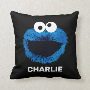 Personalized Cookie Monster   Watercolor Throw Pillow