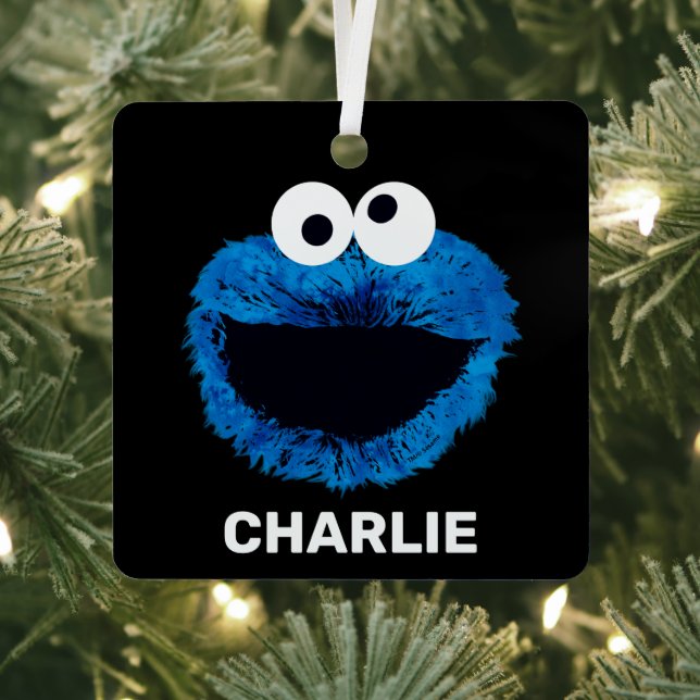 Personalized Cookie Monster | Watercolor Trend Metal Ornament (Insitu)