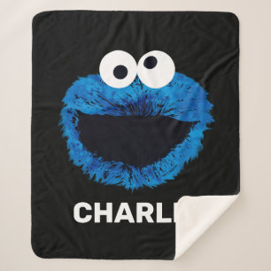 Personalized Cookie Monster   Watercolor Trend Sherpa Blanket