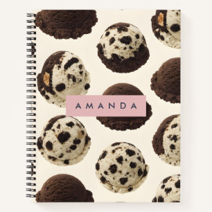 Personalized Cookies & Cream Ice Cream Pattern Notebook