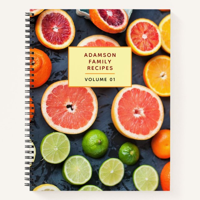 Personalized Cooking Book. | Orange Citrus Recipe  Notebook (Front)