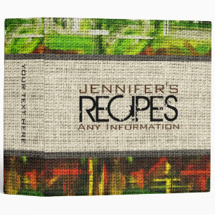 Personalized Cooking Burlap Fabric Look #5 Binder
