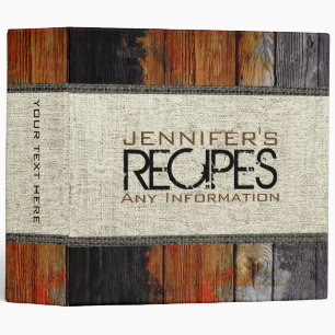 Personalized Cooking Burlap Wood Look Binder