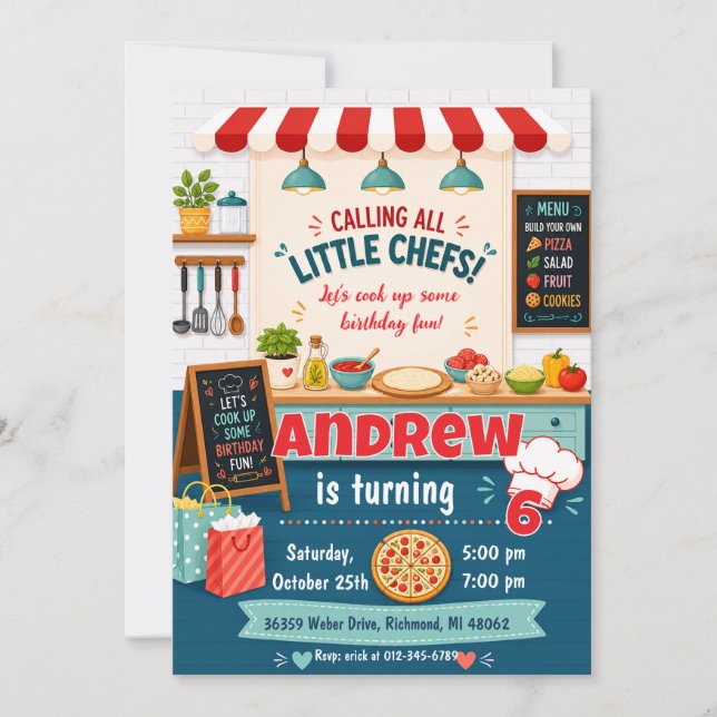 Personalized Cooking Chef Birthday party Invitation (Front)