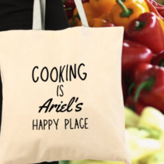 Personalized Cooking Happy Place Cook Foodie Gift Tote Bag