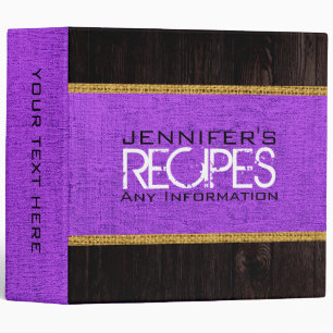Personalized Cooking Purple Burlap Canvas Binder