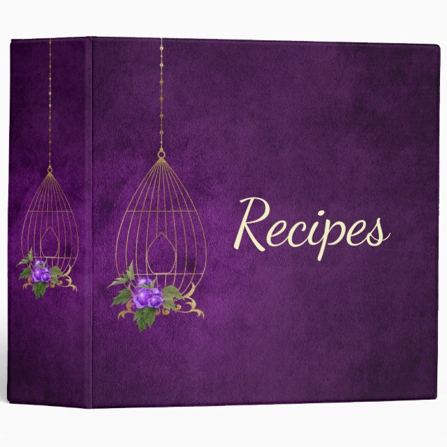 Personalized Cooking Purple Recipe Binder (Front/Spine)