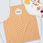 Personalized Cooking Vintage Peach Apron<br><div class="desc">Custom cooking apron featuring a stylish peach background that can be changed to any colour,  a vintage polka dot pattern,  your initial,  name,  and a sweet baking quote.</div>