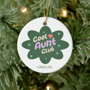 Personalized Cool Aunt Club Gift for Auntie Retro Ceramic Ornament