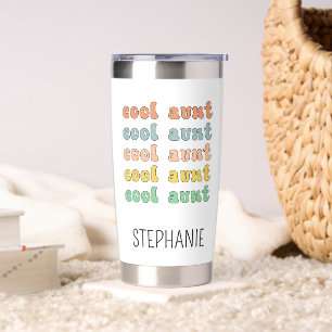 Personalized Cool Aunt Modern Retro Auntie Insulated Tumbler