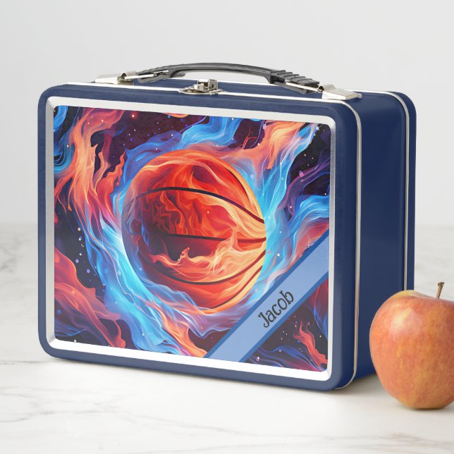 Personalized Cool Basketball Themed Name  Metal Lunch Box (In Situ)