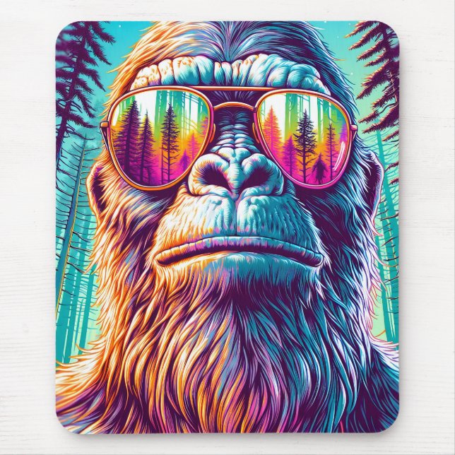 Personalized Cool Bigfoot in Hip Sunglasses Mouse Pad (Front)