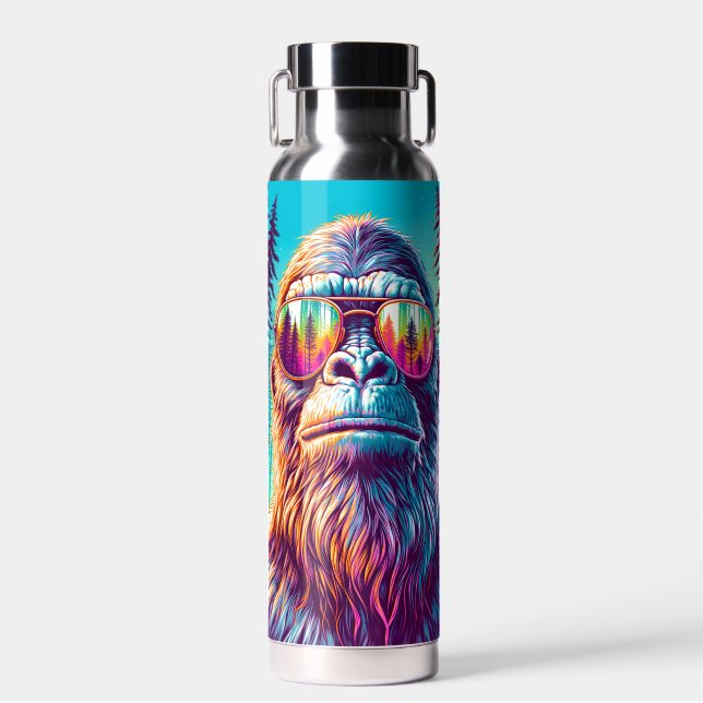 Personalized Cool Bigfoot in Hip Sunglasses Water Bottle (Front)