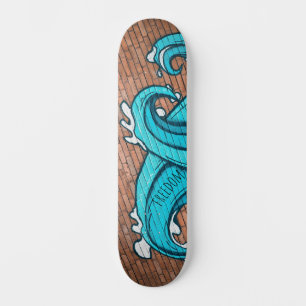 Personalized Cool Blue Waves Graffiti Art  Skateboard