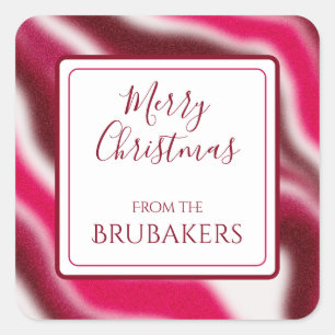Personalized Cool Candy Cane Red Modern Christmas Square Sticker