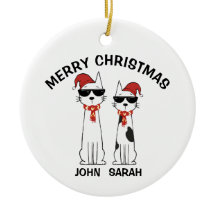 Personalized Cool Cat Merry Christmas