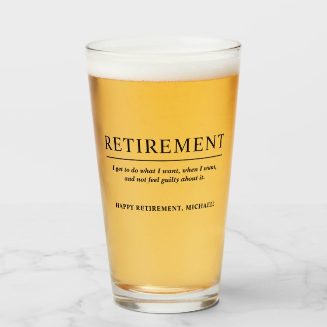 Personalized Cool Custom Retirement Beer Glass (Front Filled)