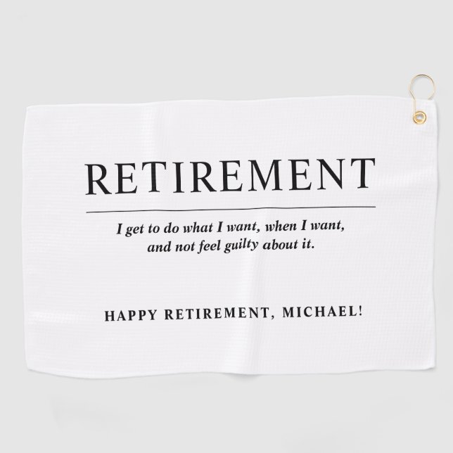 Personalized Cool Custom Retirement Golf Towel (Horizontal)