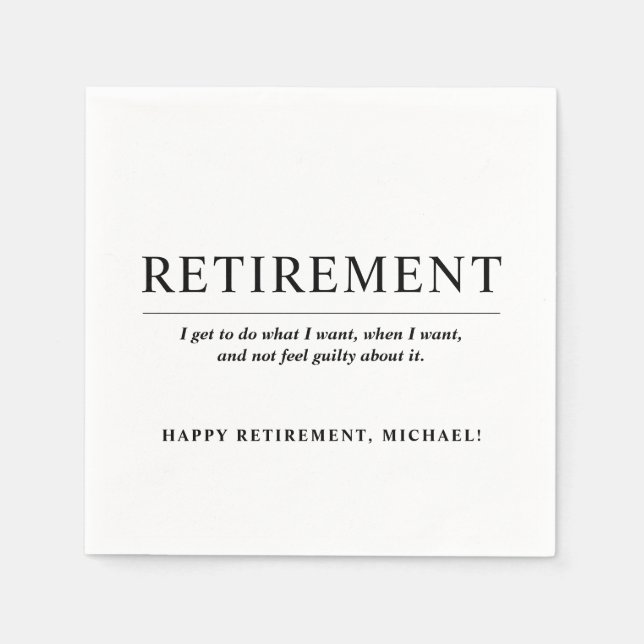 Personalized Cool Custom Retirement Party Napkin (Front)