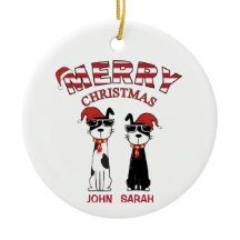 Personalized Cool Dog Striped Merry Christmas