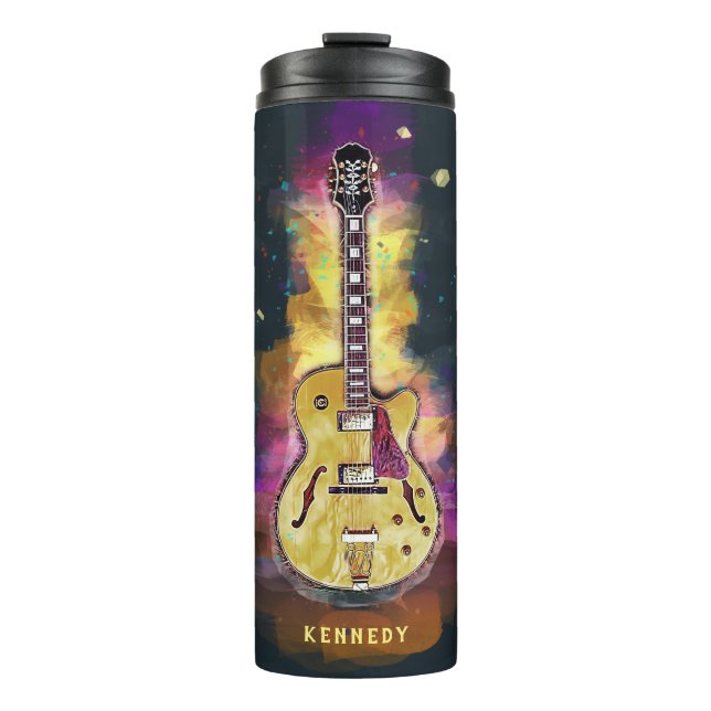 Personalized Cool Funky Abstract Guitar Art Thermal Tumbler (Front)