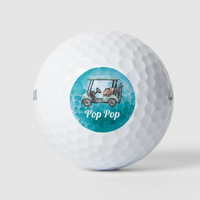 Personalized Cool Grandfather Golfer  Golf Balls (Front)