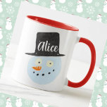 Personalized cool graphic snowman smiling face red mug<br><div class="desc">Personalized cool graphic snowman smiling face red mug.</div>