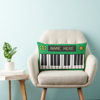 Personalized Cool Green Keyboard Music Lumbar Pillow