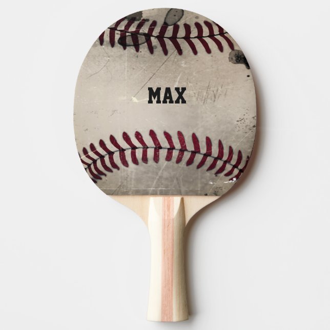 Personalized Cool Grunge Baseball Ping Pong Paddle (Front)