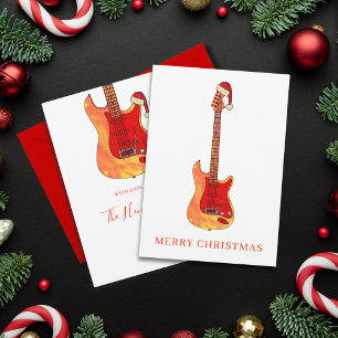 Personalized Cool Guitar Merry Christmas Holiday Card