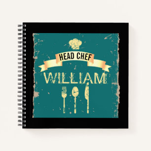 Personalized cool Head Chef recipe book for men