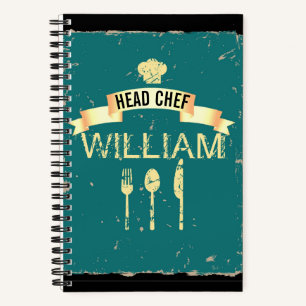 Personalized cool Head Chef recipe book for men