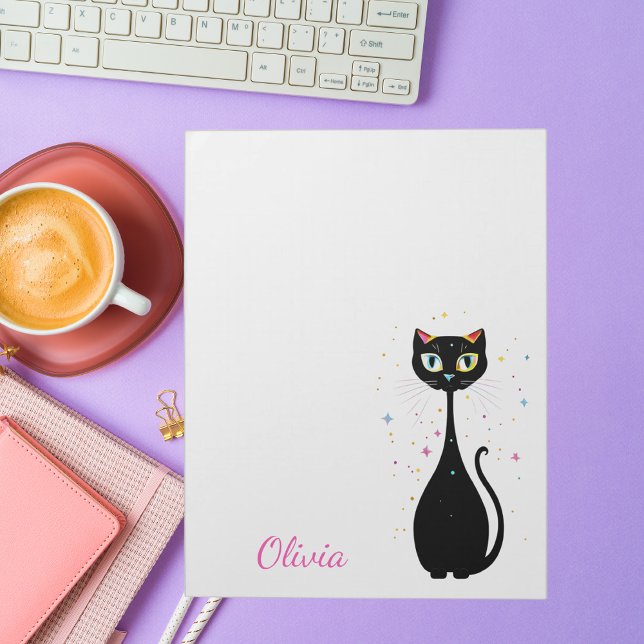 Personalized Cool Kitty Cat Modern Minimalist  Notepad (Creator Uploaded)