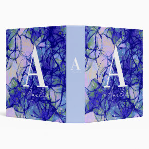 Personalized Cool Monogram Name Blue Abstract Binder