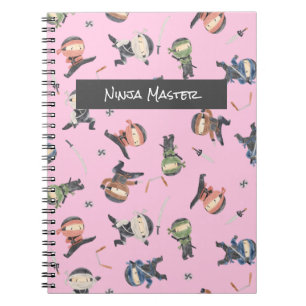 Personalized Cool Ninja Pattern Orange Blue Pink Notebook