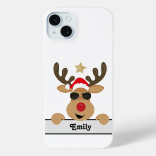 Personalized Cool Reindeer Christmas iPhone 15 Mini Case