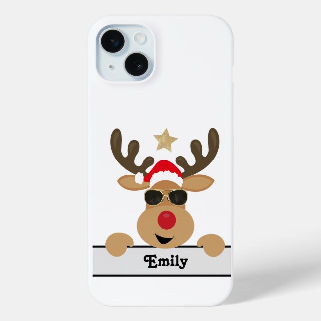 Personalized Cool Reindeer Christmas Case-Mate iPhone Case (Back)