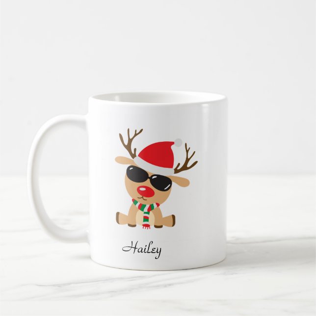 Personalized Cool Reindeer Mug (Left)