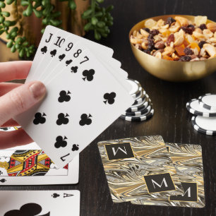Personalized Cool Retro Gold Waves Art Playing Cards
