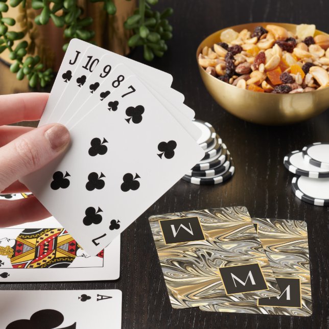 Personalized Cool Retro Gold Waves Art Playing Cards (In Situ)