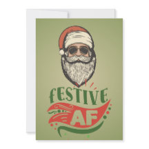 Personalized Cool Retro Santa Flat Holiday Card