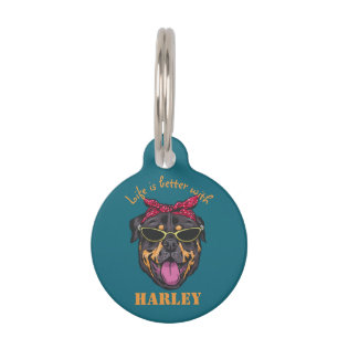 Personalized Cool Rottweiler Dog Lover Custom Name Pet Tag