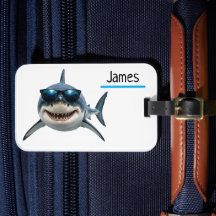 Personalized Cool Shark Luggage Tag Custom Name
