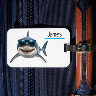 Personalized Cool Shark Luggage Tag Custom Name