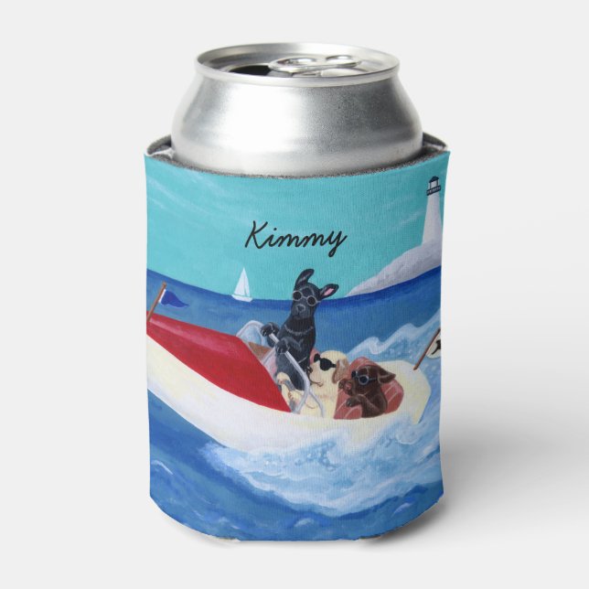 Personalized Cool Summer Labradors Painting Can Cooler (Can Front)