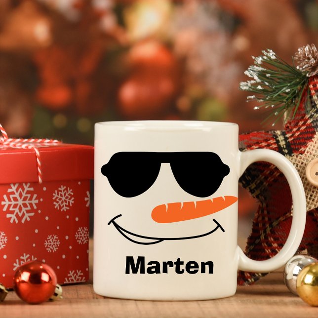 Personalized Cool Sunglasses Snowman Coffee Mug (Personalized Cool Sunglasses Snowman Coffee Mug
)