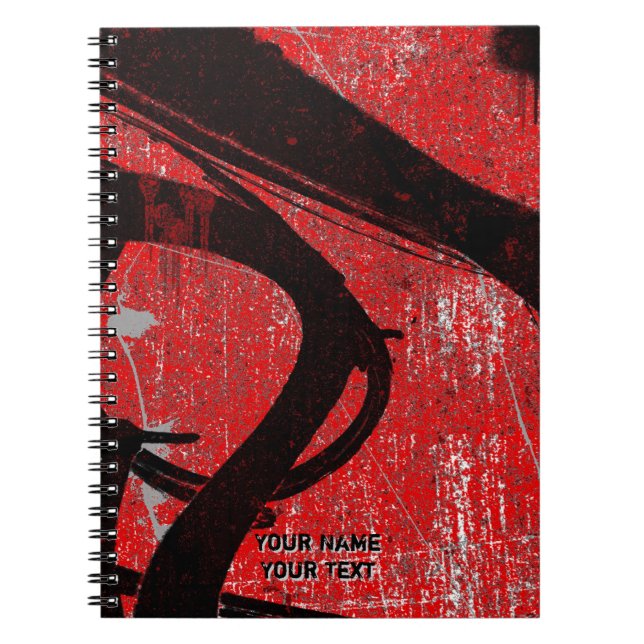 Personalized Cool Urban Red Graffiti Notebook (Front)