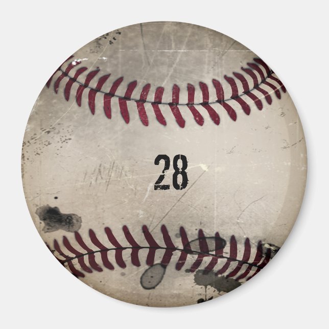 Personalized Cool Vintage Grunge Baseball Magnet (Front)